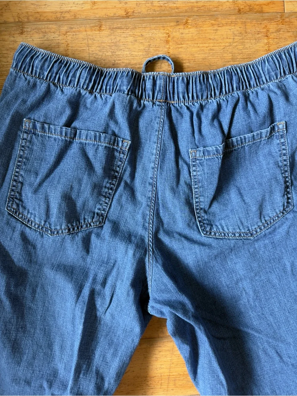 Drawstring Chambray Pull On Pants